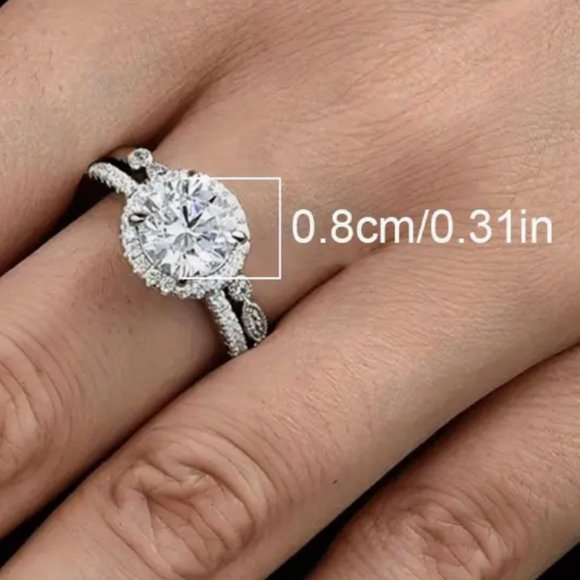 Diamond Ring Brilliant Halo Cut 2 ct. CZ Engagement Band Synthetic NWT SZ 10 - Picture 9 of 13